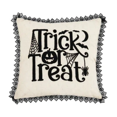 C & F Home C&f Home Trick Treat Black And White Embroidered Throw Halloween Pillow, 18" X 18" In Neutral