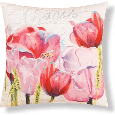 C & F Home C&f Home Tulips Garden "paris" Indoor/outdoor Accent Pillow 18" X 18" In Pink