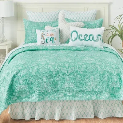 C & F Home Turquoise Bay Cotton Reversible Quilt Set In Blue