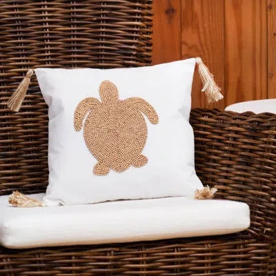 C & F Home Turtle Handmade Wood Beaded Throw Pillow In Gold