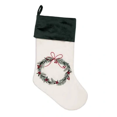 C & F Home C&f Home Velvet Wreath Stocking In Green