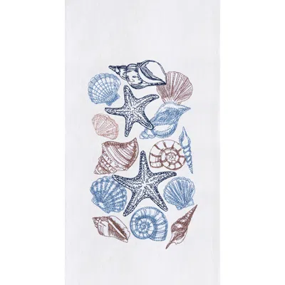 C & F Home C&f Home Vintage Shells Collection Kitchen And Bathroom Embroidered Hand Towel In Multi