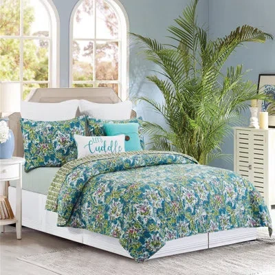 C & F Home Violet Purple Cotton Reversible Quilt Set In Green