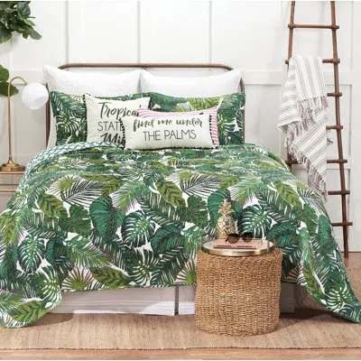 C & F Home Waialea Bay Cotton Reversible Quilt Set In Green