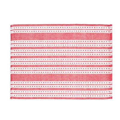 C & F Home C&f Home Warner Scarlet Woven Placemats Set Of 6 Red Stripe, 14" X 20" In Pink
