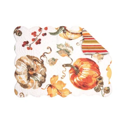 C & F Home C&f Home Watercolor Pumpkin Placemats Set Of 6, 13" X 19" In White