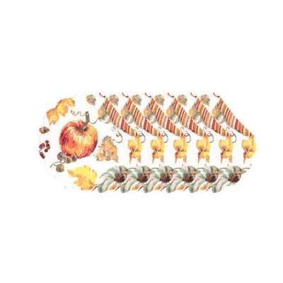 C & F Home C&f Home Watercolor Pumpkin Round Thanksgiving Placemats Set Of 6, 17" In Orange
