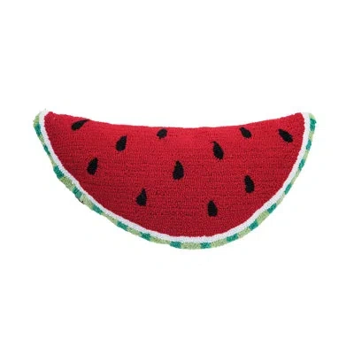 C & F Home Watermelon Slice Shaped Hooked Pillow In White;red