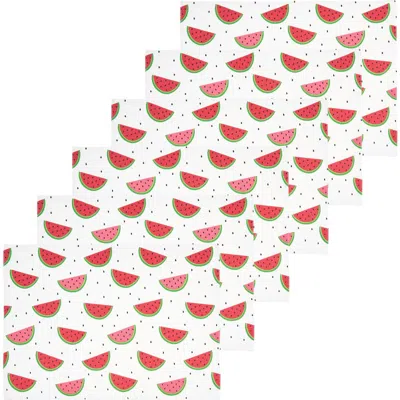 C & F Home C&f Home Watermelon Whimsy Placemats Set Of 6, 14" X 20" In White