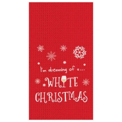 C & F Home C&f Home White Christmas Waffle Weave Kitchen Towel In Red