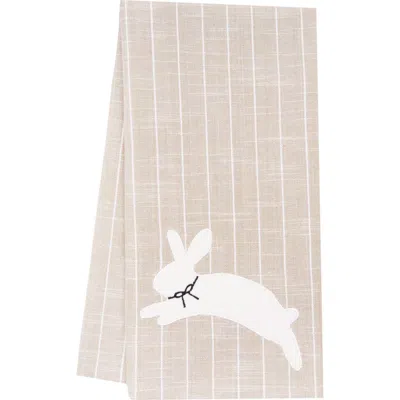 C & F Home C&f Home White Easter Bunny Rabbit Silhouette Hop Striped Kitchen Dishtowel In Brown