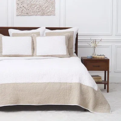 C & F Home White/beige Cotton Reversible Quilt In Beige,white