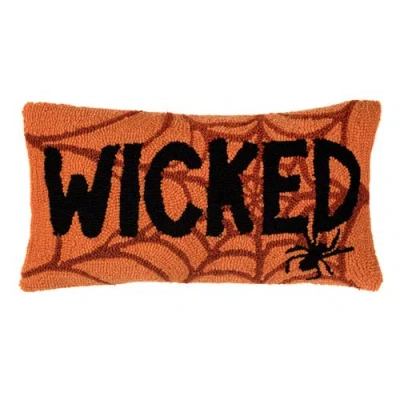 C & F Home C&f Home Wicked Spider Web Halloween Hooked Lumbar Accent Pillow In Orange