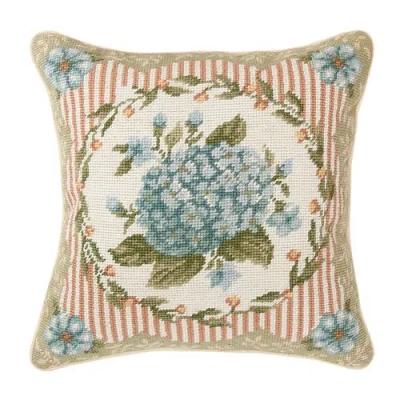 C & F Home C&f Home Wild Rose Bouquet Needlepoint Pillow In Blue
