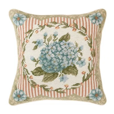 C & F Home Wild Rose Bouquet Needlepoint Pillow In Blue;pink