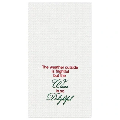 C & F Home C&f Home Wine Is So Delightful Waffle Weave Cotton Kitchen Towel In White