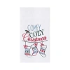C & F Home C&f Home Winter "comfy Cozy Christmas" Sentiment Featuring Hanging Stockings Cotton Flour Sack Kitch In White