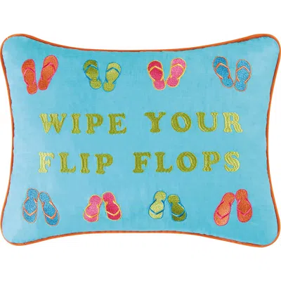 C & F Home C&f Home "wipe Your Flip Flops" Cotton Blend Mini Accent Pillow 12" X 16 In Blue
