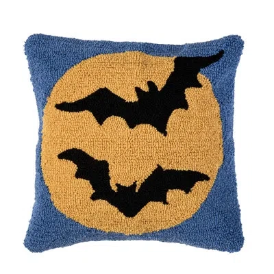 C & F Home Witch Moonlight Halloween Hooked Throw Pillow 16" X 16" In Blue