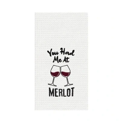 C & F Home C&f Home "you Had Me At Merlot" Waffle Weave Dishtowel In White