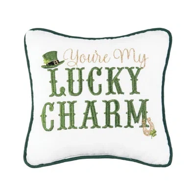 C & F Home You're My Lucky Charm Embroidered Petite Size Accent Throw Pillow St. Patrick's Day Themed In White;green;gold
