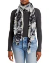 C By Bloomingdale's Bloomingdale's Floral Print Wool Scarf - Exclusive In Black