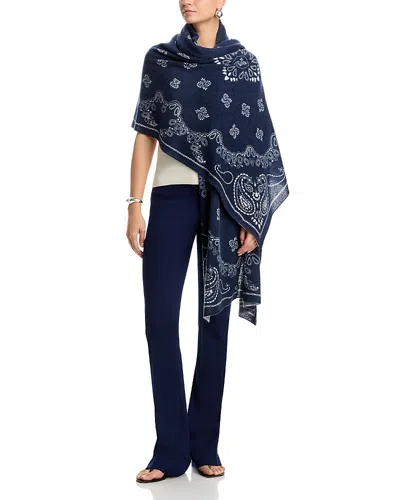 C By Bloomingdale's Cashmere 100% Cashmere Bandana Travel Wrap - Exclusive In Blue