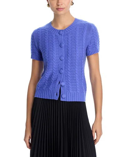 C By Bloomingdale's Cashmere 100% Cashmere Crewneck Cable Knit Cardigan Sweater - Exclusive In Blue