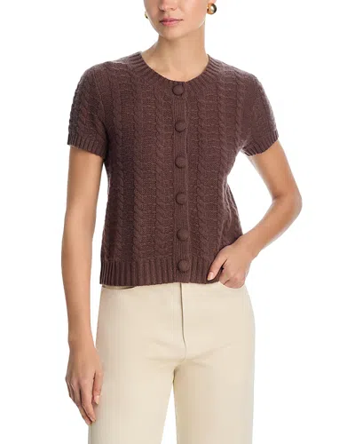 C By Bloomingdale's Cashmere 100% Cashmere Crewneck Cable Knit Cardigan Sweater - Exclusive In Brown