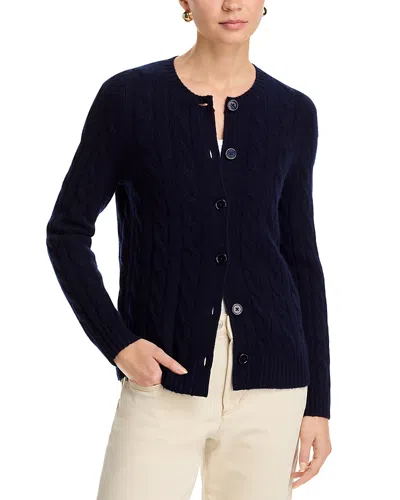 C By Bloomingdale's Cashmere 100% Cashmere Crewneck Cable Knit Cardigan Sweater - Exclusive In Blue