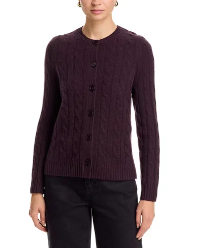 C By Bloomingdale's Cashmere 100% Cashmere Crewneck Cable Knit Cardigan Sweater - Exclusive In Brown