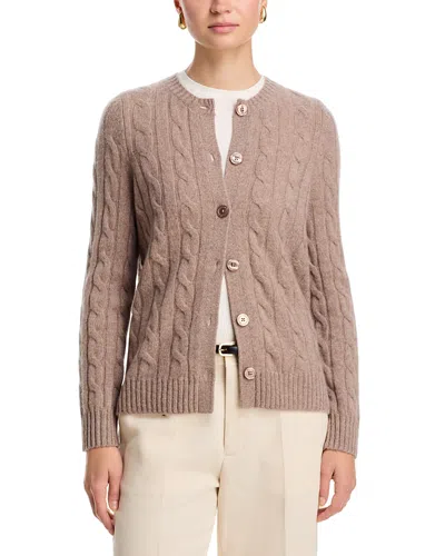 C By Bloomingdale's Cashmere 100% Cashmere Crewneck Cable Knit Cardigan Sweater - Exclusive In Brown