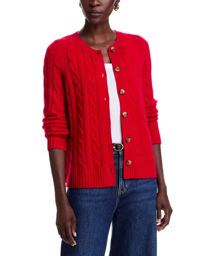 C By Bloomingdale's Cashmere 100% Cashmere Crewneck Cable Knit Cardigan Sweater - Exclusive In Red