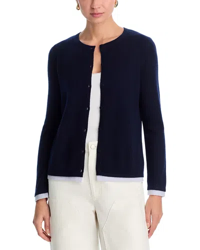 C By Bloomingdale's Cashmere 100% Cashmere Crewneck Cardigan Sweater - Exclusive In Blue