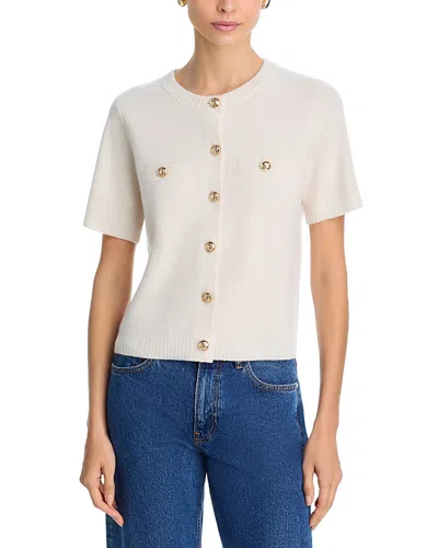 C By Bloomingdale's Cashmere 100% Cashmere Crewneck Cardigan Sweater - Exclusive In White