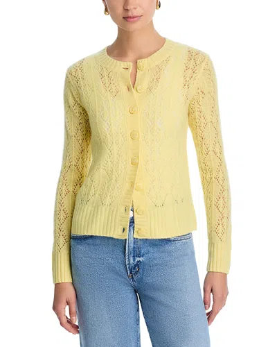 C By Bloomingdale's Cashmere 100% Cashmere Crewneck Cardigan Sweater - Exclusive In Yellow