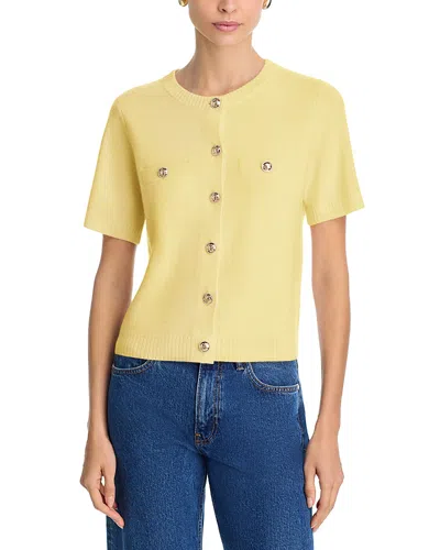 C By Bloomingdale's Cashmere 100% Cashmere Crewneck Cardigan Sweater - Exclusive In Yellow