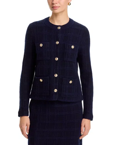 C By Bloomingdale's Cashmere 100% Cashmere Crewneck Cardigan Sweater - Exclusive In Blue