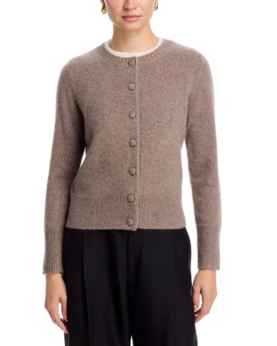 C By Bloomingdale's Cashmere 100% Cashmere Crewneck Cardigan Sweater - Exclusive In Brown