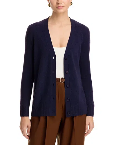 C By Bloomingdale's Cashmere 100% Cashmere Grandmother V Neck Cardigan Sweater - Exclusive In Blue