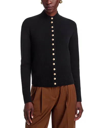 C By Bloomingdale's Cashmere 100% Cashmere Mock Neck Cardigan In Black