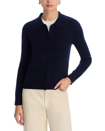 C By Bloomingdale's Cashmere 100% Cashmere Polo Cardigan Sweater - Exclusive In Blue
