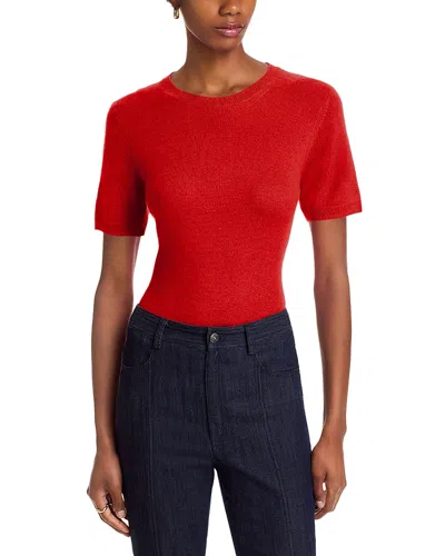 C By Bloomingdale's Cashmere 100% Cashmere Short Sleeve Crewneck Sweater - Exclusive In Red