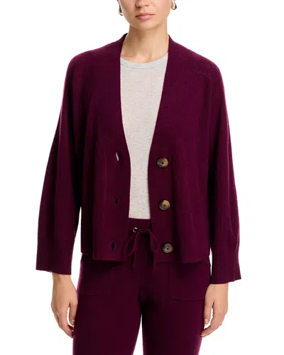 C By Bloomingdale's Cashmere 100% Cashmere V Neck Cardigan Sweater - Exclusive In Burgundy