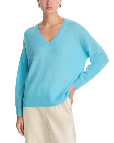 C By Bloomingdale's Cashmere 100% Cashmere V Neck Sweater - Exclusive In Blue