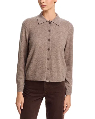 C By Bloomingdale's Cashmere Button Front Polo Cashmere Cardigan Sweater, Exclusive In Brown