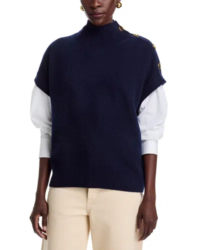 C By Bloomingdale's Cashmere Button Mockneck Cashmere Sweater - Exclusive In Blue