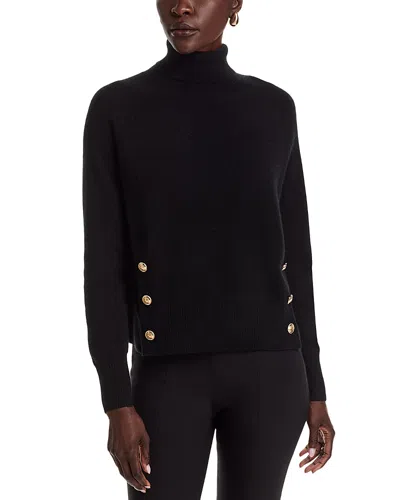 C By Bloomingdale's Cashmere Button Trim Turtleneck Sweater - Exclusive In Black