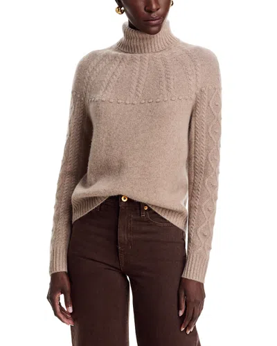 C By Bloomingdale's Cashmere Cable Turtleneck Cashmere Sweater - Exclusive In Brown