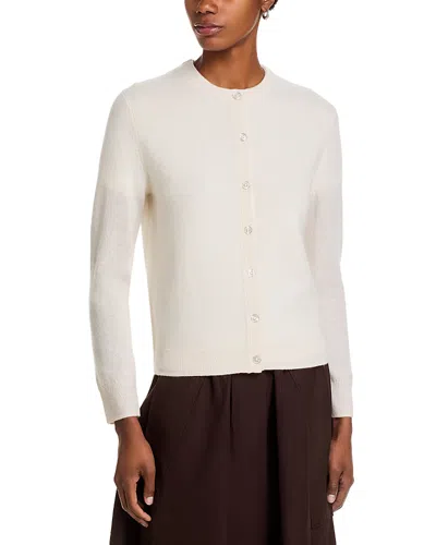 C By Bloomingdale's Cashmere Cashmere Crewneck Cardigan Sweater - Exclusive In White